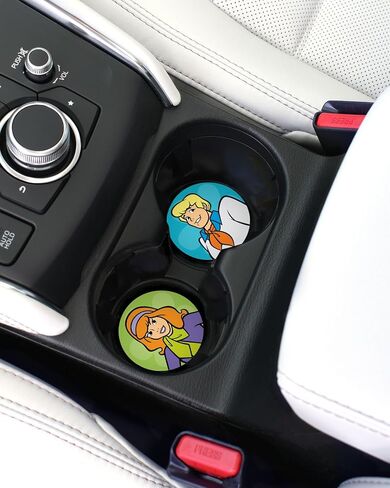 Elektroplate Officially Licensed Scooby-Doo and Shaggy Automotive Ceramic Coasters (2.6" Diameter) | Universal Fit for All Cars, Trucks, SUVs, and More | Absorbent Non-Slip Durable | Set of 2 in Saudi Arabia