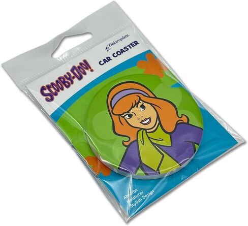 Elektroplate Officially Licensed Scooby-Doo and Shaggy Automotive Ceramic Coasters (2.6" Diameter) | Universal Fit for All Cars, Trucks, SUVs, and More | Absorbent Non-Slip Durable | Set of 2 in Saudi Arabia