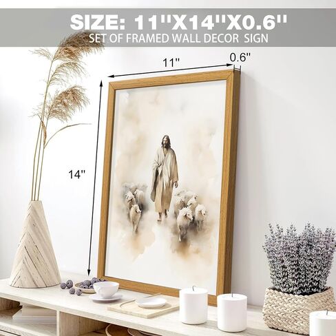 Christian Wall Art - Jesus Decor: 3 Pcs Jesus Wall Art, Christ Religion Canvas Wall Decor, Boho Art Home Pictures Posters Prints Paintings for Living Room, Bedroom, Church Decorations (12x16in Framed) in Kuwait