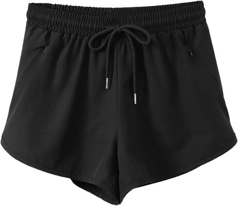 Women's Running Shorts with Liner 3 Zipper Pockets Elastic Workout Athletic Gym Yoga Shorts in Saudi Arabia
