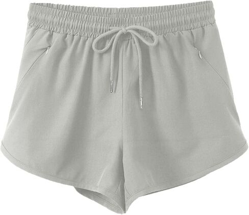Women's Running Shorts with Liner 3 Zipper Pockets Elastic Workout Athletic Gym Yoga Shorts in Saudi Arabia
