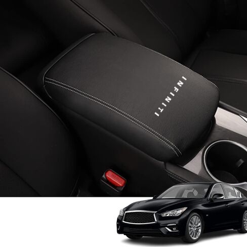 Custom Interior Accessories for Infiniti Q50 2014 2015 2016 2017 2018 2019 2020-2023 Leather Center Armrest Box Cover Armrest Cushion Central Armrest Protector Pad(Carbon Fiber Texture) in Kuwait
