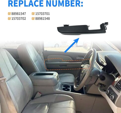 السائق الأيسر الأيسر المقبض مسند الأذرع الباب الداخلي المتوافق مع Chevy Suburban Avalanche Tahoe GMC Yukon Cadillac Escalade 1999-2006 استبدال 88981547 15703701 15703702 88981548 Black in Saudi Arabia