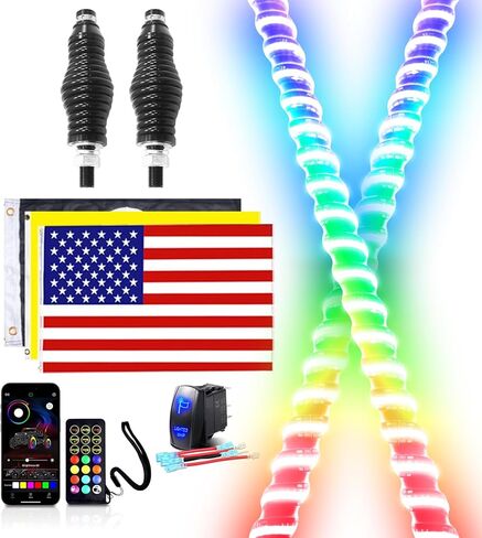 Tavaray 1pc 3ft Cob LED Light مع App & Remote Control ، ضوء السوط جنبًا in Kuwait