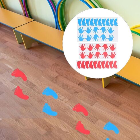 ملصقات أقدام Supvox ، ملصقات Handprint - 40 شارات الأرضية الملونة للرضع للأطفال ملصقات جدران قابلة للإزالة للديكور والتعلم in Kuwait