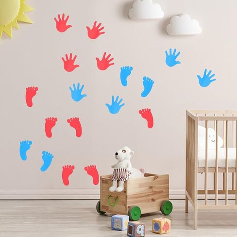 ملصقات أقدام Supvox ، ملصقات Handprint - 40 شارات الأرضية الملونة للرضع للأطفال ملصقات جدران قابلة للإزالة للديكور والتعلم in Kuwait