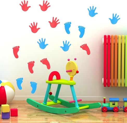 ملصقات أقدام Supvox ، ملصقات Handprint - 40 شارات الأرضية الملونة للرضع للأطفال ملصقات جدران قابلة للإزالة للديكور والتعلم in Kuwait