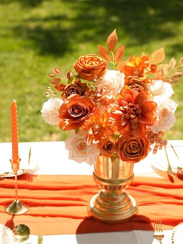 RICHMYC Artificial Flowers Terracotta Wedding Silk Fall Fake Flowers for Decoration Orange Cake Flowers with Stems for Wedding Bouquets Centerpieces Baby Shower Fall Decor in Kuwait