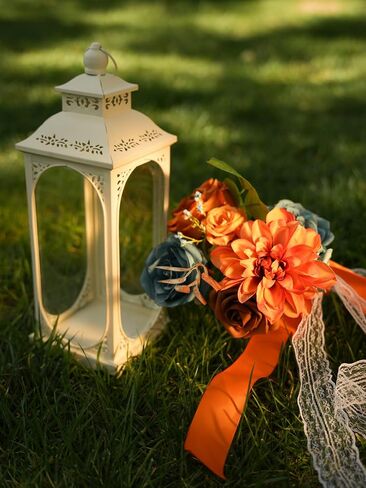 RICHMYC Artificial Flowers Terracotta Wedding Silk Fall Fake Flowers for Decoration Orange Cake Flowers with Stems for Wedding Bouquets Centerpieces Baby Shower Fall Decor in Saudi Arabia