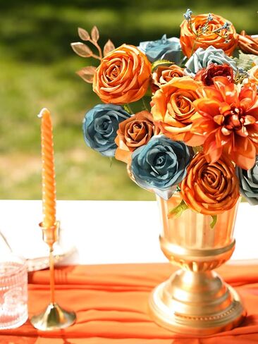 RICHMYC Artificial Flowers Terracotta Wedding Silk Fall Fake Flowers for Decoration Orange Cake Flowers with Stems for Wedding Bouquets Centerpieces Baby Shower Fall Decor in Saudi Arabia