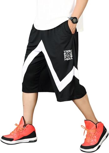 Men's Athletic Shorts Long Basketball Workout Shorts Loose Fit with Pockets S-4XL in Kuwait