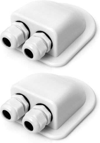 QWORK 2 Pcs IP68 Waterproof ABS Solar Double Cable Entry Gland-Weather Resistant Dual Cable Entry Housing for Solar Panels of RV, Caravan and Marine, White in Kuwait