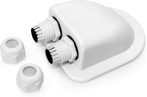 QWORK 2 Pcs IP68 Waterproof ABS Solar Double Cable Entry Gland-Weather Resistant Dual Cable Entry Housing for Solar Panels of RV, Caravan and Marine, White in Kuwait