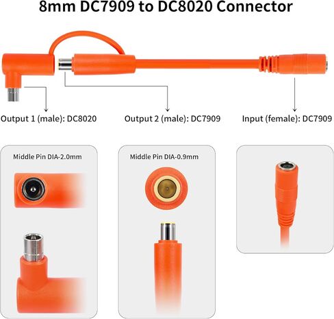 كابل امتداد DC 8 مم 50 قدمًا - DC7909 من الذكور إلى الإناث الكابل الشمسي مع محول DC8020 ، وأسلاك نحاسية 14AWG ، ومقاومة للماء - يعمل مع معظم محطات الطاقة المحمولة والمولدات الشمسية in Kuwait