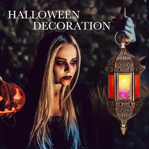 Retisee 2 Pcs Hanging Moroccan Lantern Hanging Hexagon Decorative Moroccan Candle Lantern Holders Hanging Candle Lantern Indoor Outdoor Candle Holder for Patio Weddings Christmas Decoration in Kuwait