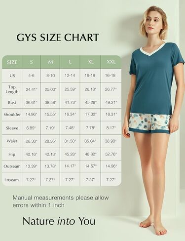 GYS Bamboo Viscose Pajamas for Women Set, Soft Short Sleeve Top and Shorts Sleepwear, Comfy Lightweight Lounge Pajama Set in Saudi Arabia