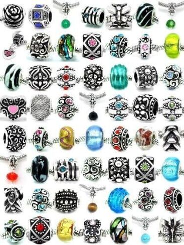 Sexy Sparkles 10Pcs Random Beads for snake Chain charm bracelets Selected From the Styles Shown in Picture in Saudi Arabia