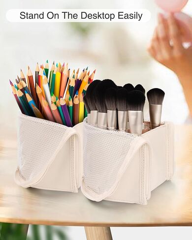 حقيبة حامل فرشاة Monstina Makeup Brush ، محمولة منظم الفرشاة ، حقيبة فرشاة مكياج مقاومة للماء ، حقيبة مكياج فنان محترفة ، خارج ، بيج بيج in Kuwait
