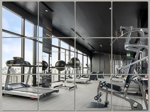 Jambalay Home Gym Mirrors لصالة الألعاب الرياضية ، 12 ٪ 12 ″ × 12 ″ مربع HD الزجاج الطول الكامل الطول مرآة مرآة ، مرآة الجدار لاصق ذاتيا لغرفة النوم ، غرفة المعيشة ، فوق الباب in Saudi Arabia