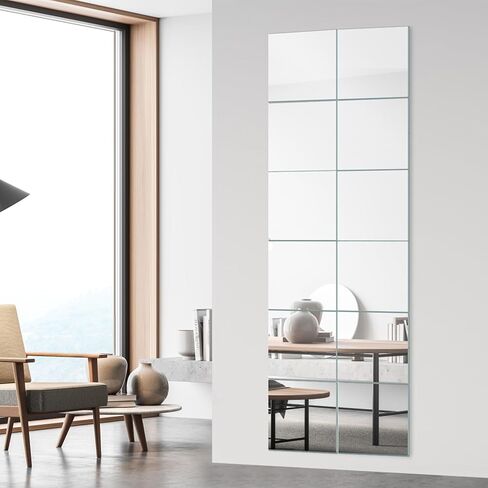 Jambalay Home Gym Mirrors لصالة الألعاب الرياضية ، 12 ٪ 12 ″ × 12 ″ مربع HD الزجاج الطول الكامل الطول مرآة مرآة ، مرآة الجدار لاصق ذاتيا لغرفة النوم ، غرفة المعيشة ، فوق الباب in Kuwait
