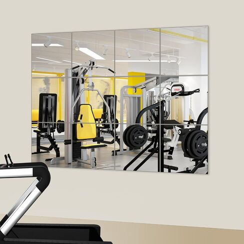 Jambalay Home Gym Mirrors لصالة الألعاب الرياضية ، 12 ٪ 12 ″ × 12 ″ مربع HD الزجاج الطول الكامل الطول مرآة مرآة ، مرآة الجدار لاصق ذاتيا لغرفة النوم ، غرفة المعيشة ، فوق الباب in Kuwait