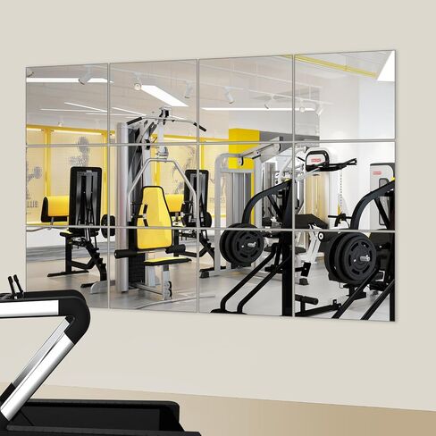 Jambalay Home Gym Mirrors لصالة الألعاب الرياضية ، 12 ٪ 12 ″ × 12 ″ مربع HD الزجاج الطول الكامل الطول مرآة مرآة ، مرآة الجدار لاصق ذاتيا لغرفة النوم ، غرفة المعيشة ، فوق الباب in Saudi Arabia