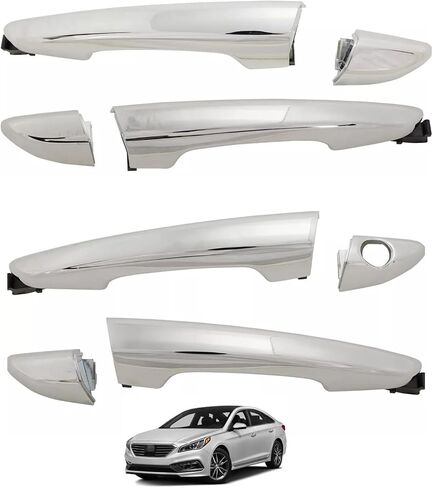 Set of 4 Chrome Exterior Door Handle with Covers with Key Hole Front & Rear Left & Right Compatible with Hyundai Sonata 2015-2019 Replace 82651C1010 82652C1010 in Saudi Arabia