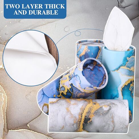 Patelai 4 Pack Car Tissue Cylinder Holder with Facial Tissues Bulk Round Tubes Marble Print Travel Tissue Boxes Container for Car Cup Holder Home Wedding Birthday Party Bathroom Office in Saudi Arabia