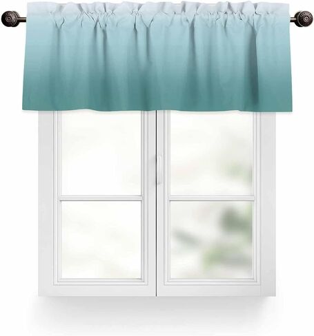المطبخ فالنس للنوافذ ، الحجر الفيروز التدرج الحجري Teal Rod Pocket ستارة قصيرة ، نافذة فنية مجردة أعلى لحمام غرفة المعيشة غرفة نوم ، لوحة واحدة ، 54 × 18 بوصة in Saudi Arabia