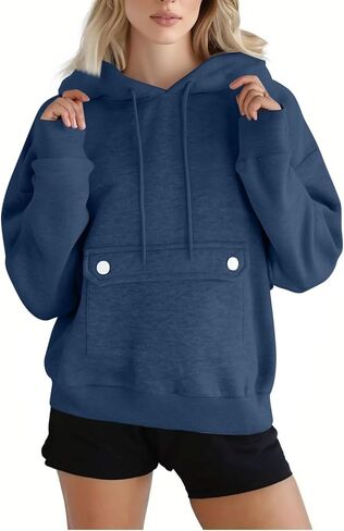 Oversized Hoodies for Women Cute Fleece Lined Crewneck Sweatshirts Fall Fashion Casual Y2K Drawstring Pullover Tops in Kuwait