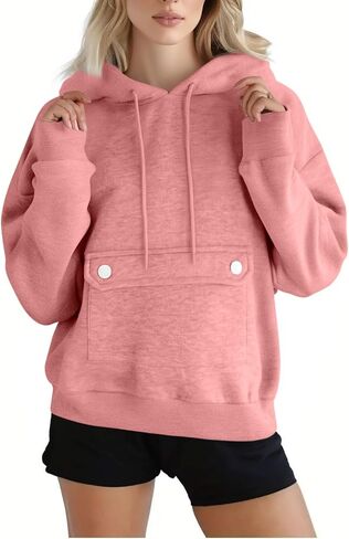 Oversized Hoodies for Women Cute Fleece Lined Crewneck Sweatshirts Fall Fashion Casual Y2K Drawstring Pullover Tops in Kuwait