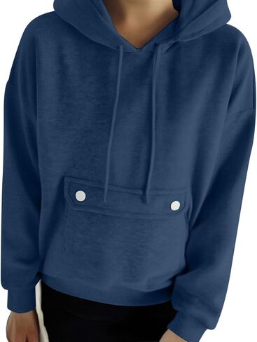 Oversized Hoodies for Women Cute Fleece Lined Crewneck Sweatshirts Fall Fashion Casual Y2K Drawstring Pullover Tops in Kuwait