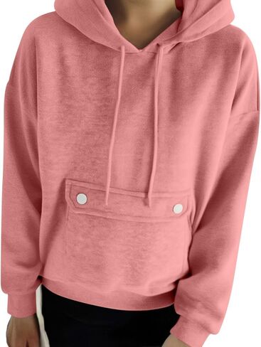 Oversized Hoodies for Women Cute Fleece Lined Crewneck Sweatshirts Fall Fashion Casual Y2K Drawstring Pullover Tops in Kuwait