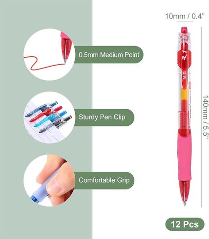 M & G Gel Pen Medium Point 0.5mm ، 12 حزمة جافة سريعة جافة سلسة قابلة للسحب قابلة للالتفاف الأزرق الداكن قلم كرة الدوارة للمكتب المنزلي لتناول المجلات ، الأسلوب 2 in Kuwait