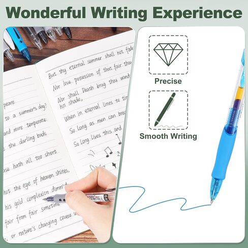 M & G Gel Pen Medium Point 0.5mm ، 12 حزمة جافة سريعة جافة سلسة قابلة للسحب قابلة للالتفاف الأزرق الداكن قلم كرة الدوارة للمكتب المنزلي لتناول المجلات ، الأسلوب 2 in Kuwait