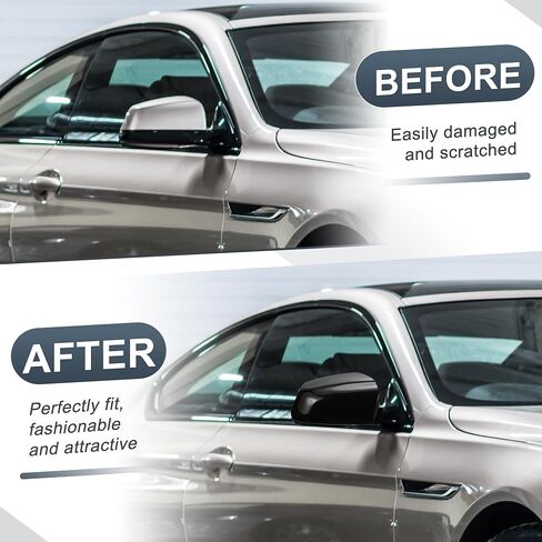 X AutoHaux Car View View View Driver Side Prastenger Side Cover Cape Capplication أسود ألياف الكربون أسود لـ BMW 5 6 7 Serie F01 F02 F03 F04 F06 F07 F10 F11 F12 F13 Cover Mirror Cover in Saudi Arabia