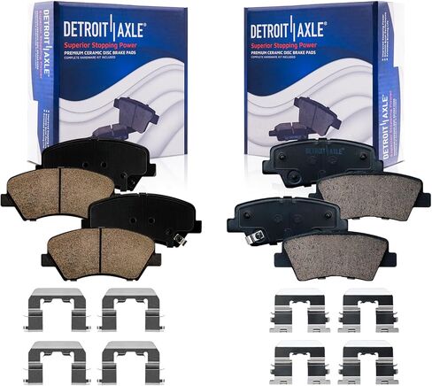 Detroit Axle - منصات الفرامل لـ Hyundai Elantra Coupe GT Veloster Kia Forte Forte5 ، وسادات الفرامل الأمامية والخلفية مع استبدال الأجهزة in Saudi Arabia