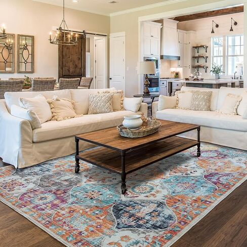 Runner Rug 2x6 Non Slip Machine Washable Boho Hallway Runner Rug, Low Pile Bohemian Rugs for Entryway, Corridor and Kitchen Beige & Ivory Color in Saudi Arabia
