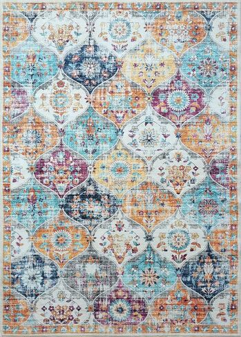 Runner Rug 2x6 Non Slip Machine Washable Boho Hallway Runner Rug, Low Pile Bohemian Rugs for Entryway, Corridor and Kitchen Beige & Ivory Color in Saudi Arabia