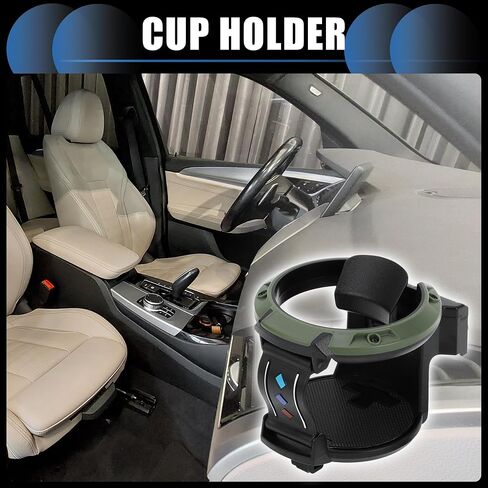 Cup Holder, 2.95" Car Universal Car Air Vent Cup Holder with Hook Plastic Black Green, 1 Pc in Saudi Arabia