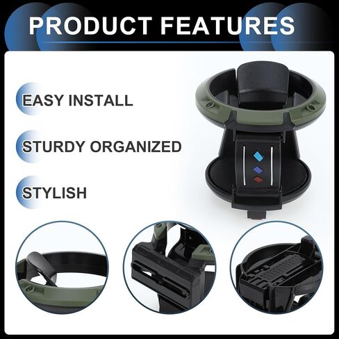 Cup Holder, 2.95" Car Universal Car Air Vent Cup Holder with Hook Plastic Black Green, 1 Pc in Saudi Arabia