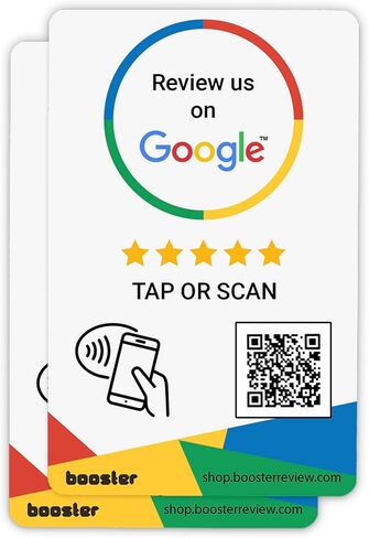 Booster for Google Review Tap Cards من Booster Review - انقر للمراجعات الفورية - متوافقة مع جميع الهواتف - Smart Tap NFC و QR - Boost Business Reviews (3 pack) in Kuwait