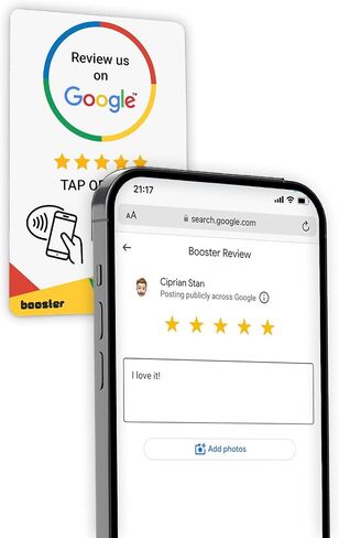 Booster for Google Review Tap Cards من Booster Review - انقر للمراجعات الفورية - متوافقة مع جميع الهواتف - Smart Tap NFC و QR - Boost Business Reviews (3 pack) in Kuwait