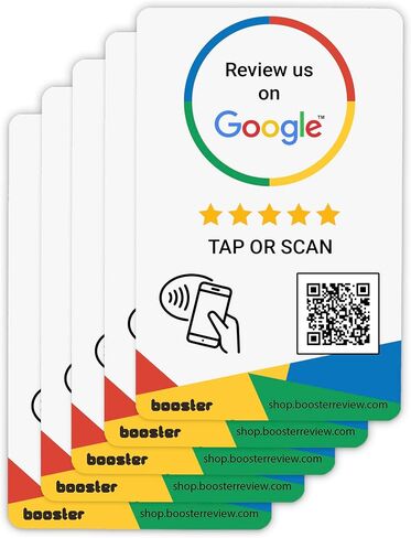 Booster for Google Review Tap Cards من Booster Review - انقر للمراجعات الفورية - متوافقة مع جميع الهواتف - Smart Tap NFC و QR - Boost Business Reviews (3 pack) in Kuwait