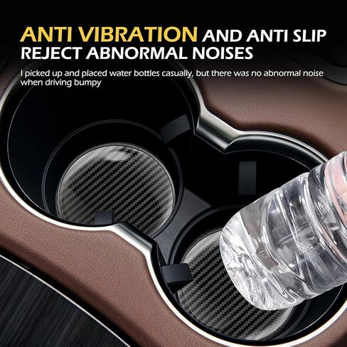 4PCS Car Cup Holder Coasters, 2.75 Inch Carbon Fiber Insert Drink Coasters, Non-Slip Bottle Pad Embedded in Cup Mat, Universal Car Interior Accessories in Saudi Arabia