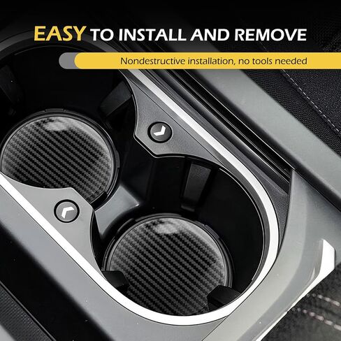 4PCS Car Cup Holder Coasters, 2.75 Inch Carbon Fiber Insert Drink Coasters, Non-Slip Bottle Pad Embedded in Cup Mat, Universal Car Interior Accessories in Saudi Arabia