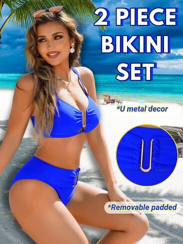 Kaei&Shi U Wire Cheeky Bikini Sets,Mid Rise Two Piece Bathing Suit,Modest Swimsuits for Women Beach Vacation Resort in Saudi Arabia