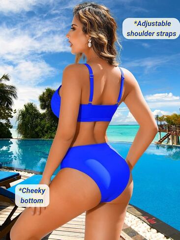 Kaei&Shi U Wire Cheeky Bikini Sets,Mid Rise Two Piece Bathing Suit,Modest Swimsuits for Women Beach Vacation Resort in Saudi Arabia