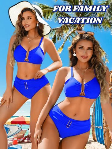 Kaei&Shi U Wire Cheeky Bikini Sets,Mid Rise Two Piece Bathing Suit,Modest Swimsuits for Women Beach Vacation Resort in Saudi Arabia