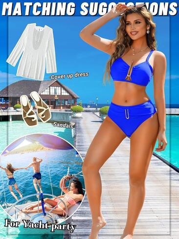 Kaei&Shi U Wire Cheeky Bikini Sets,Mid Rise Two Piece Bathing Suit,Modest Swimsuits for Women Beach Vacation Resort in Saudi Arabia